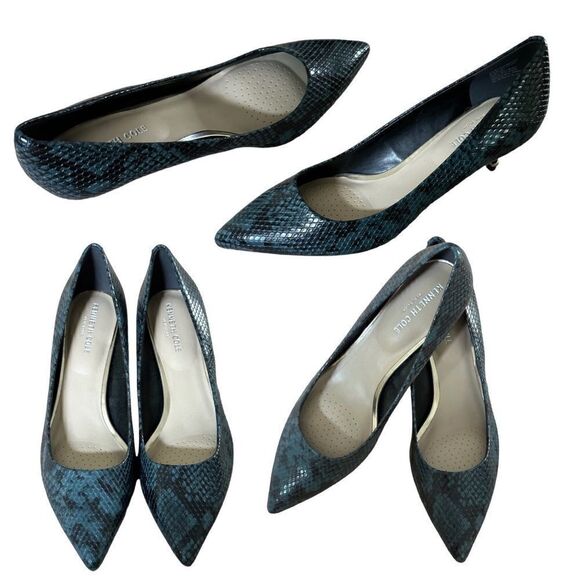 Kenneth Cole New York Morgan Kitten-Heel Pumps in the Size 9.5M in Ocean Snake - Picture 2 of 9
